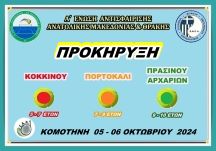 ΠΡΟΚΗΡΥΞΗ - ΦΟΡΜΑ ΔΗΛΩΣΗΣ 4ου ΤΟΥΡΝΟΥΑ ΚΟΚΚΙΝΟΥ - ΠΟΡΤΟΚΑΛΙ - ΠΡΑΣΙΝΟΥ ΑΡΧΑΡΙΩΝ ΕΠΙΠΕΔΟΥ